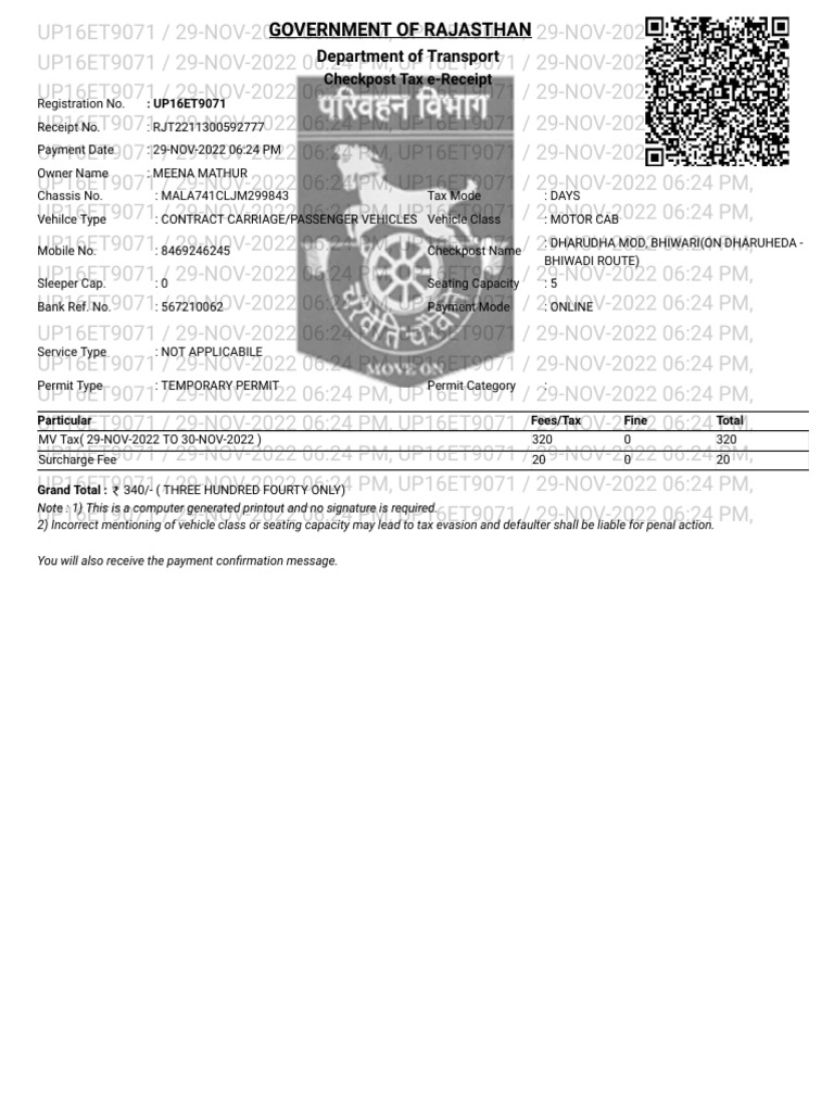 Rajasthan Tax | PDF | Fee | Payments