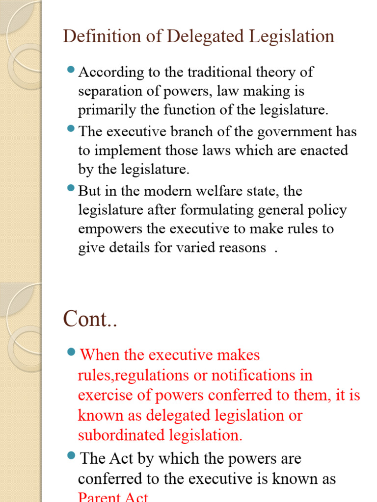 Definition of Delegated Legislation | PDF | Judicial Review | Constitution