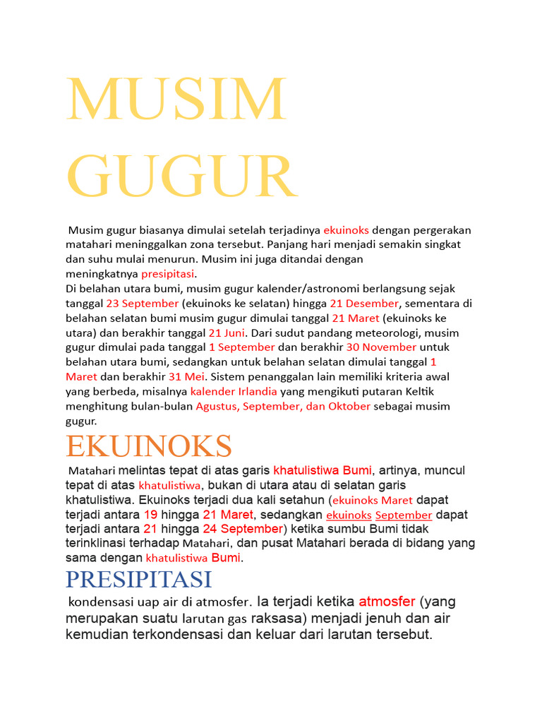 Musim Gugur: Waktu dan Ciri-Cirinya | PDF | Ilmu Sosial | Sains ...