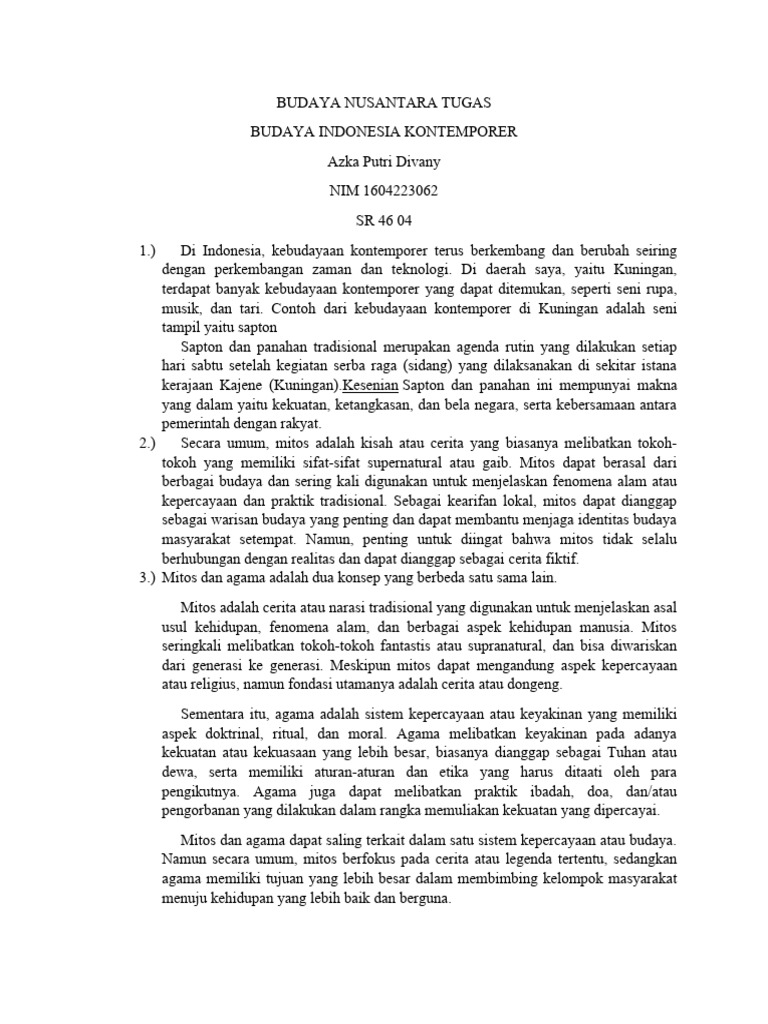 Budaya Kontemporer Kuningan: Saptonan | PDF | Agama & Spiritualitas