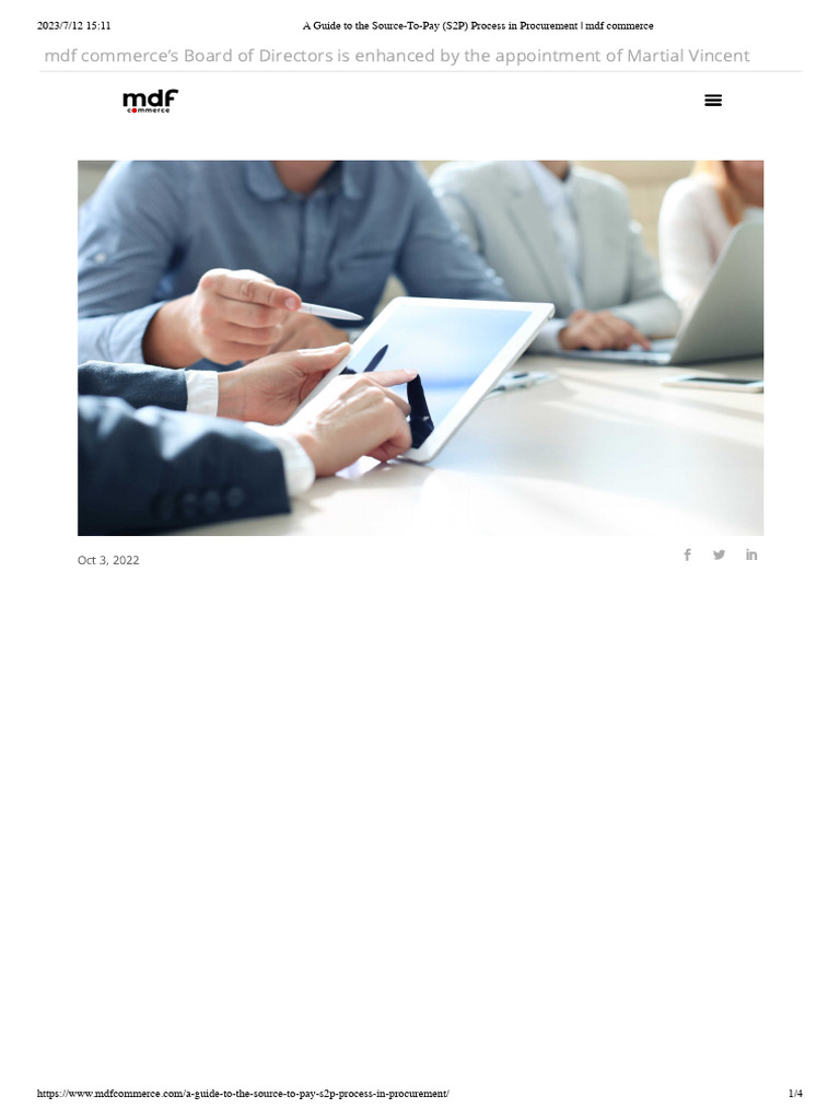 A Guide To The Source-To-Pay (S2P) Process in Procurement - MDF ...