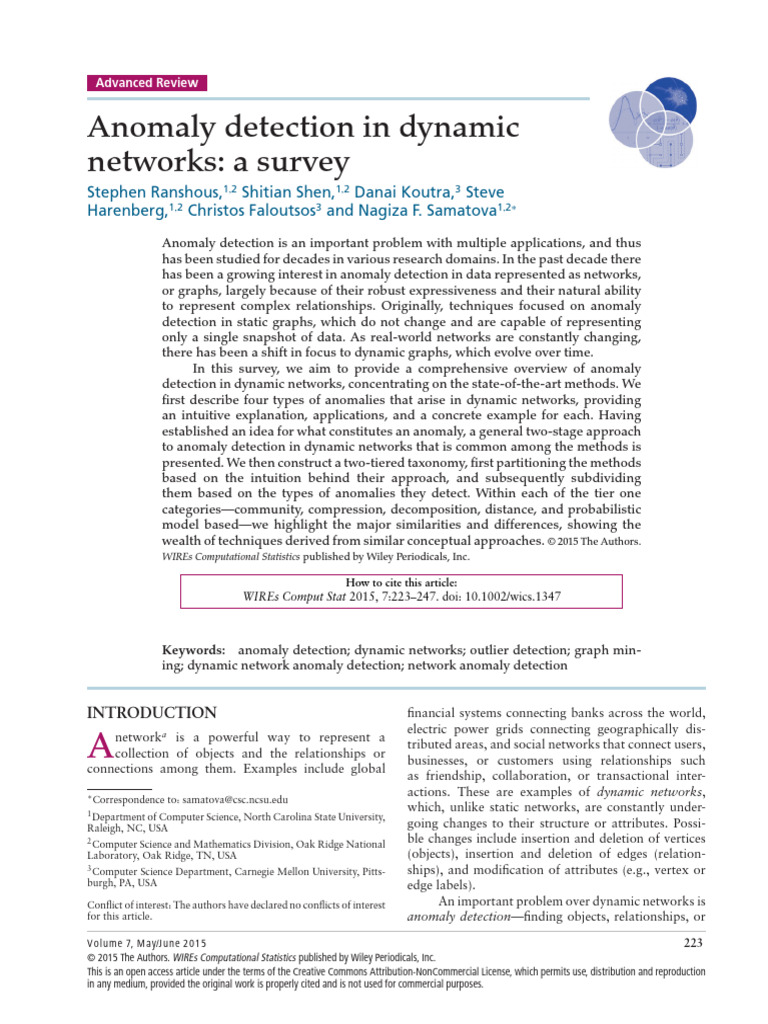 Anomaly Detection in Dynamic Networks - A Survey | PDF | Vertex (Graph ...