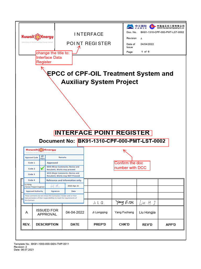 Interface Point Register for CPF-OIL Project | PDF | Scada ...
