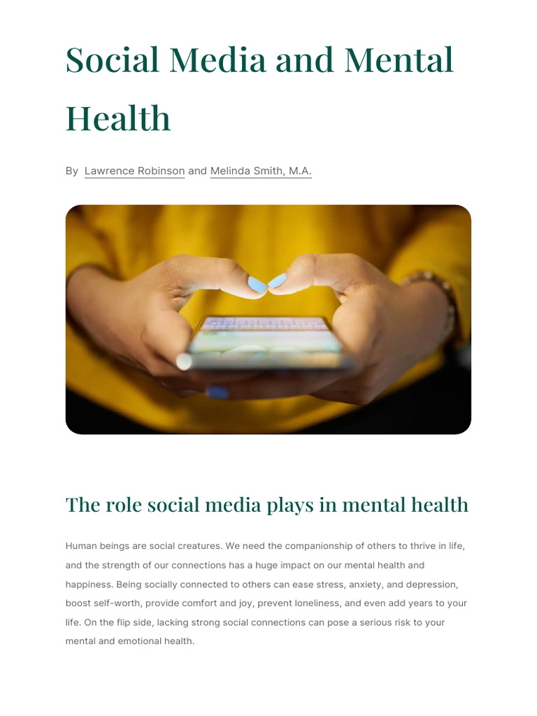 Social Media and Mental Health | PDF | Popular Culture & Media Studies ...