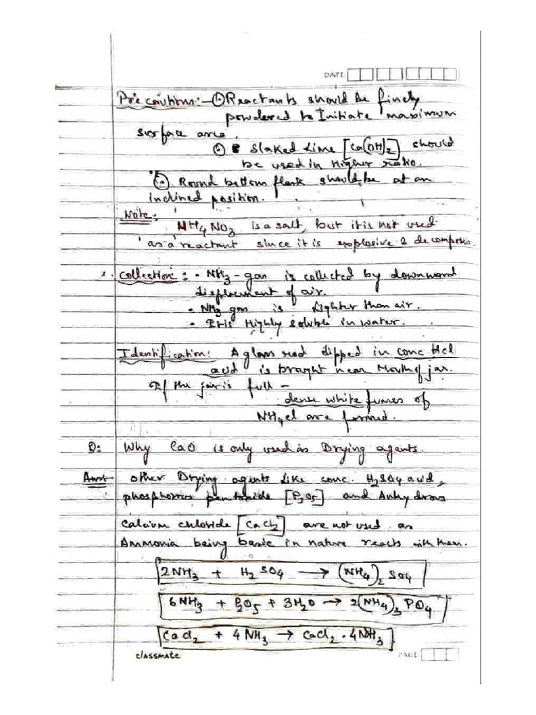 Ammonia Class 10 Chemistry Icse Pdf