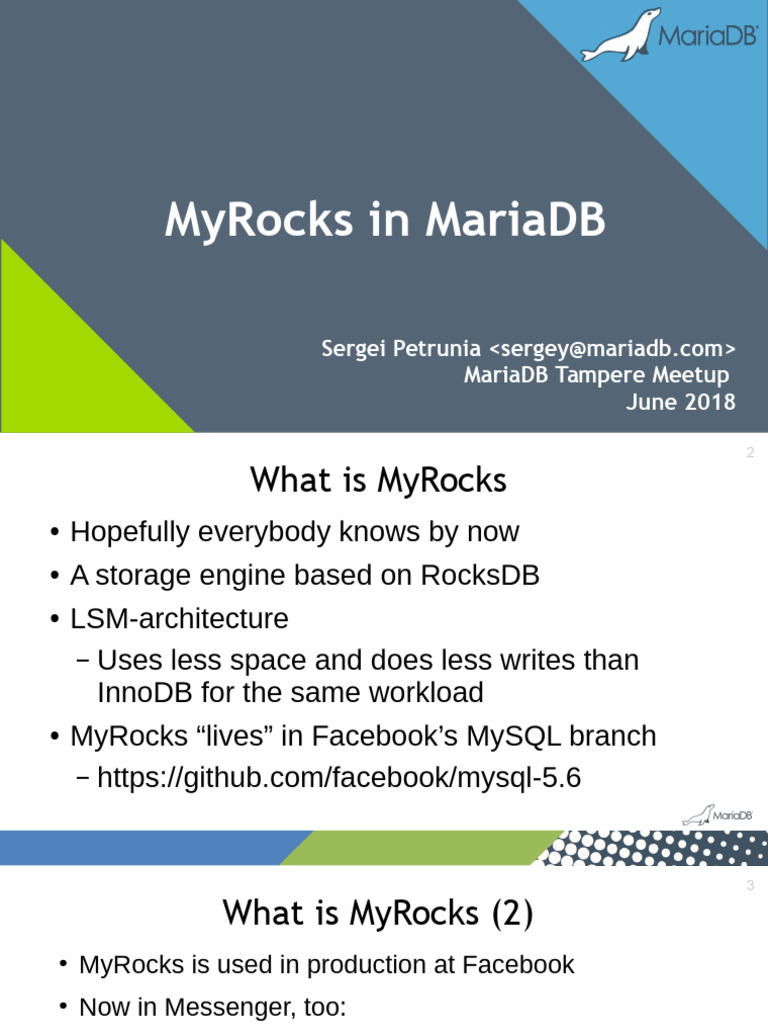 MyRocks for Advanced DB Users | PDF | Database Index | Database Transaction