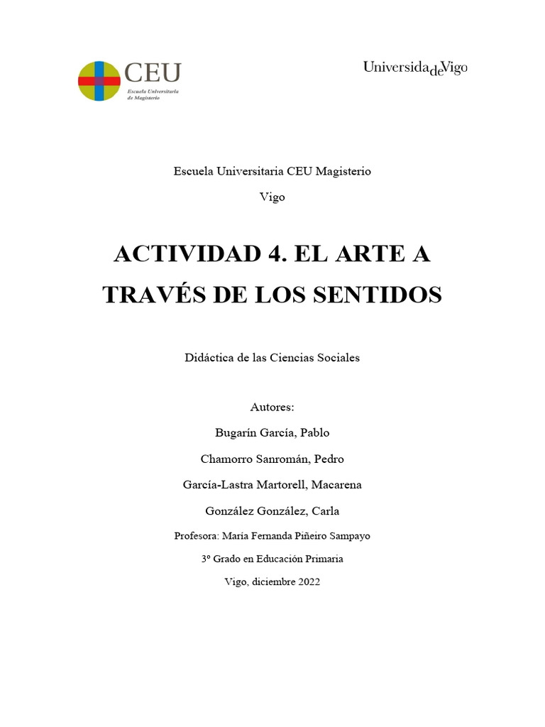 Arte y Educación a Través de los Sentidos | PDF | Teatro