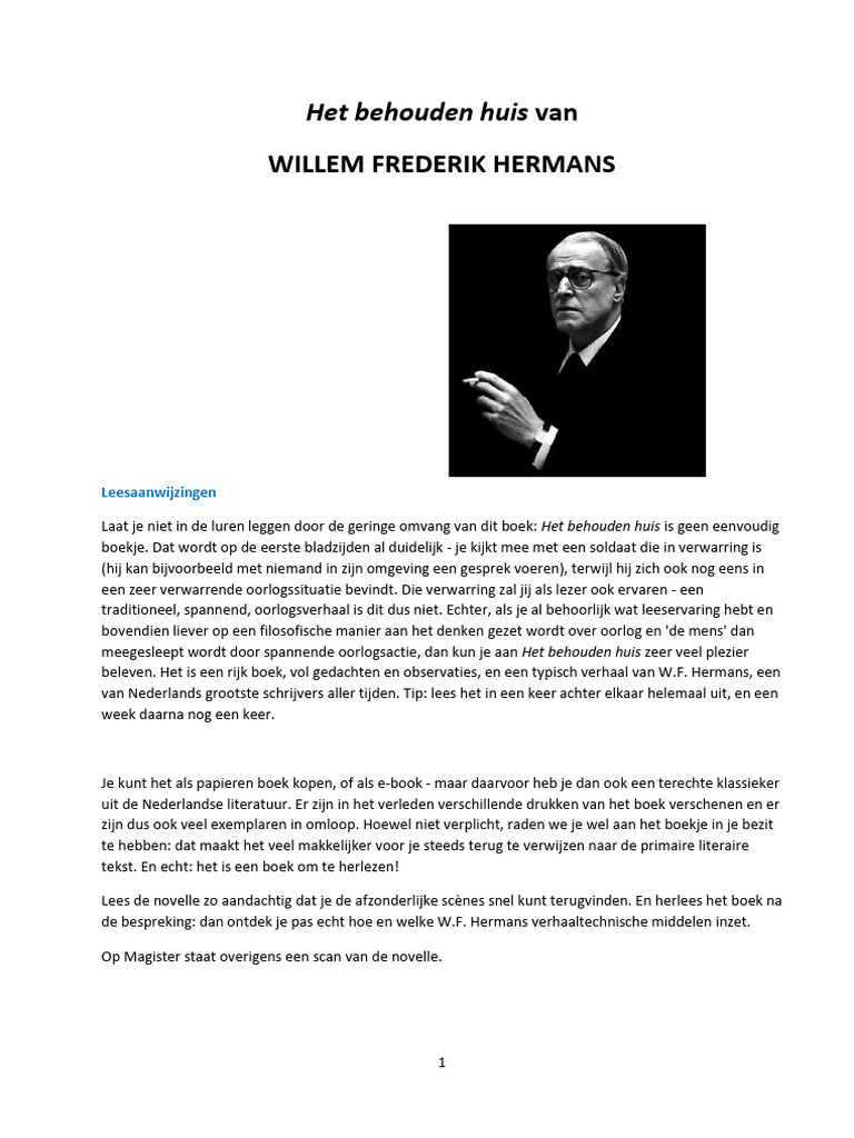 Opdrachten Portfolio Willem Frederik Hermans HET BEHOUDEN HUIS 20232024 PDF