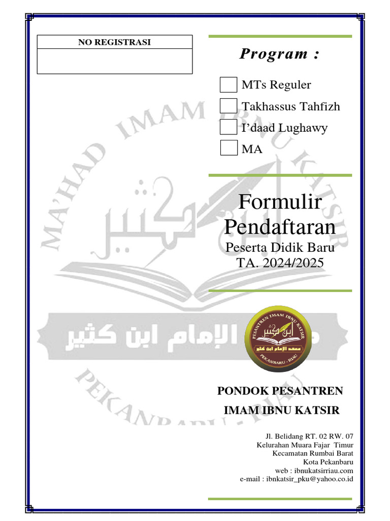 Formulir Pendaftaran Ta. 2024-2025 | PDF