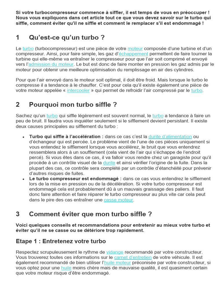 Turbo BMW : Sifflement et Solutions | PDF | Turbocompresseur ...