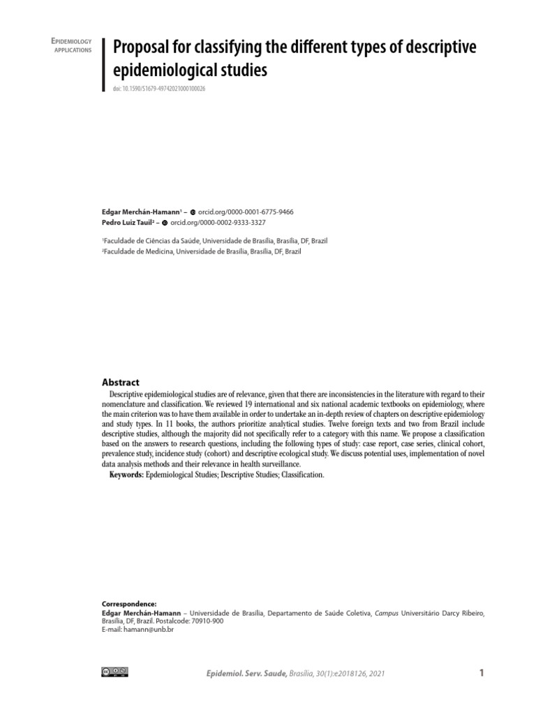 Proposal for classifying the different types of descriptive