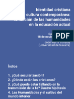 Identidad Cristiana y Cultura Contemporánea, La Función de Las Humanidades en La Educación Actual, Torralba EASSE