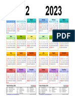 Two Year Calendar 2022 2023 Landscape Side by Side Multi Colored