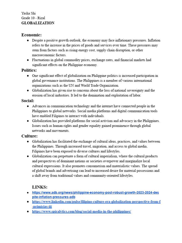 Globalization In The Philippines