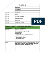 Class 10 Ut-1 Date Sheet - Ut-1 Syllabus