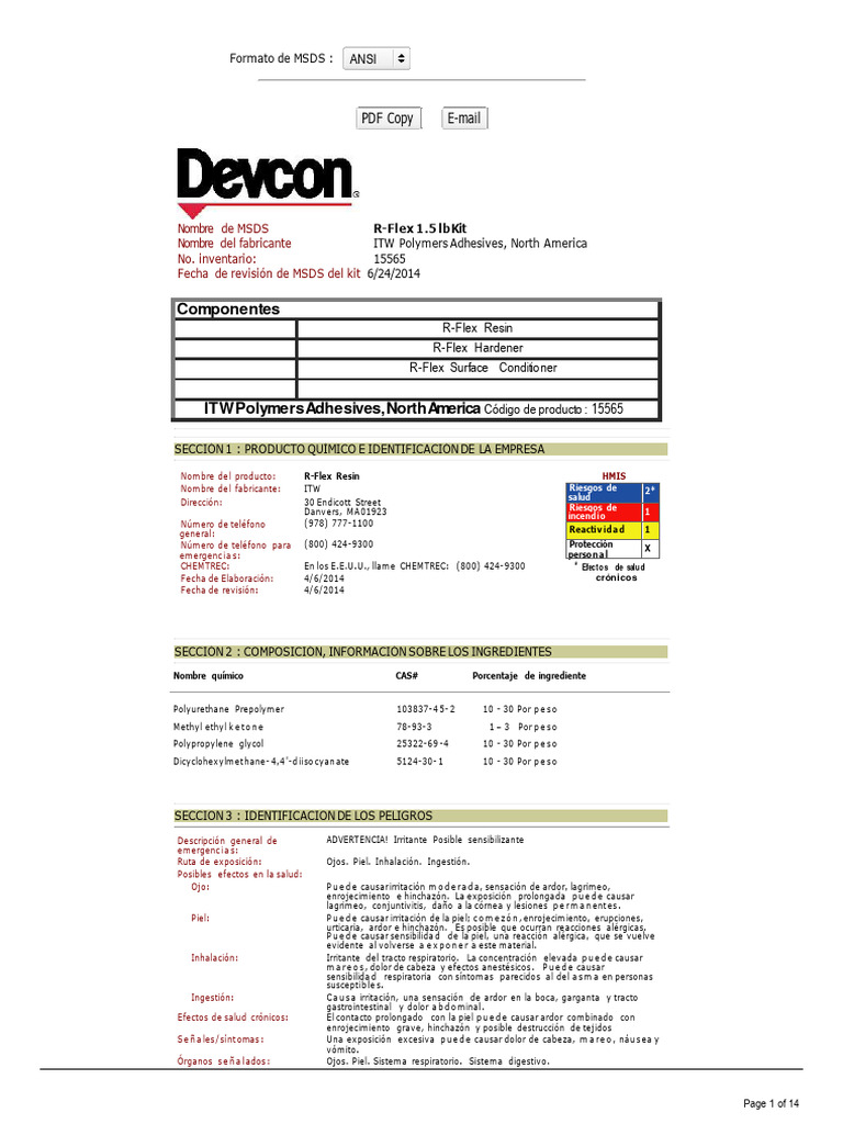 MSDS R-Flex: Seguridad y Composición | PDF