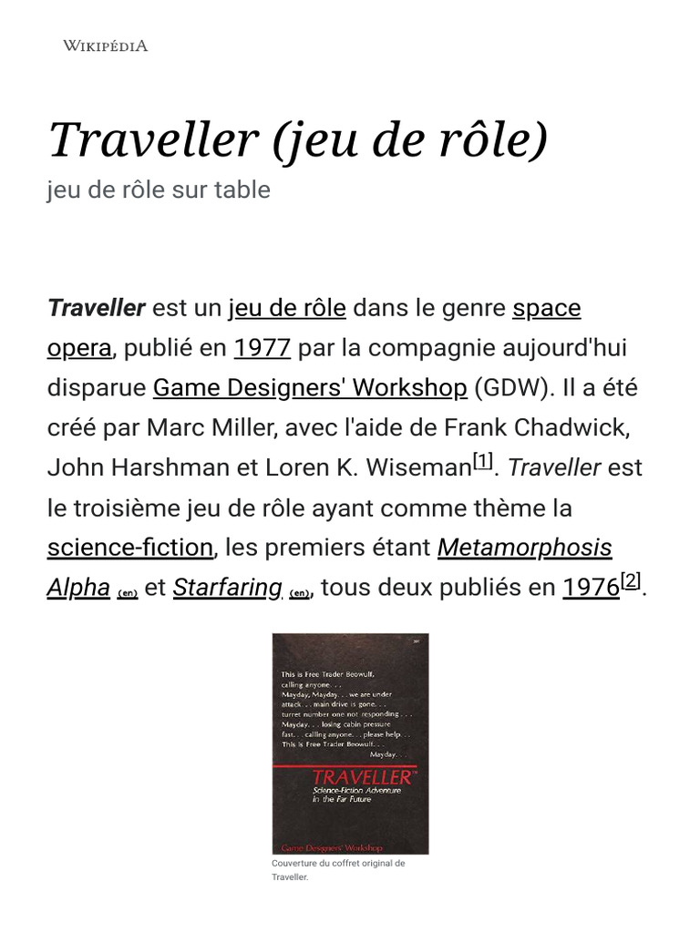 Univers et Éditions de Traveller RPG | PDF