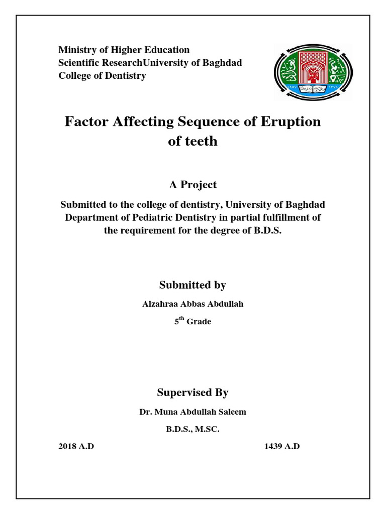 Factor Affecting Eruption Failure PDF Human Tooth Medical Specialties