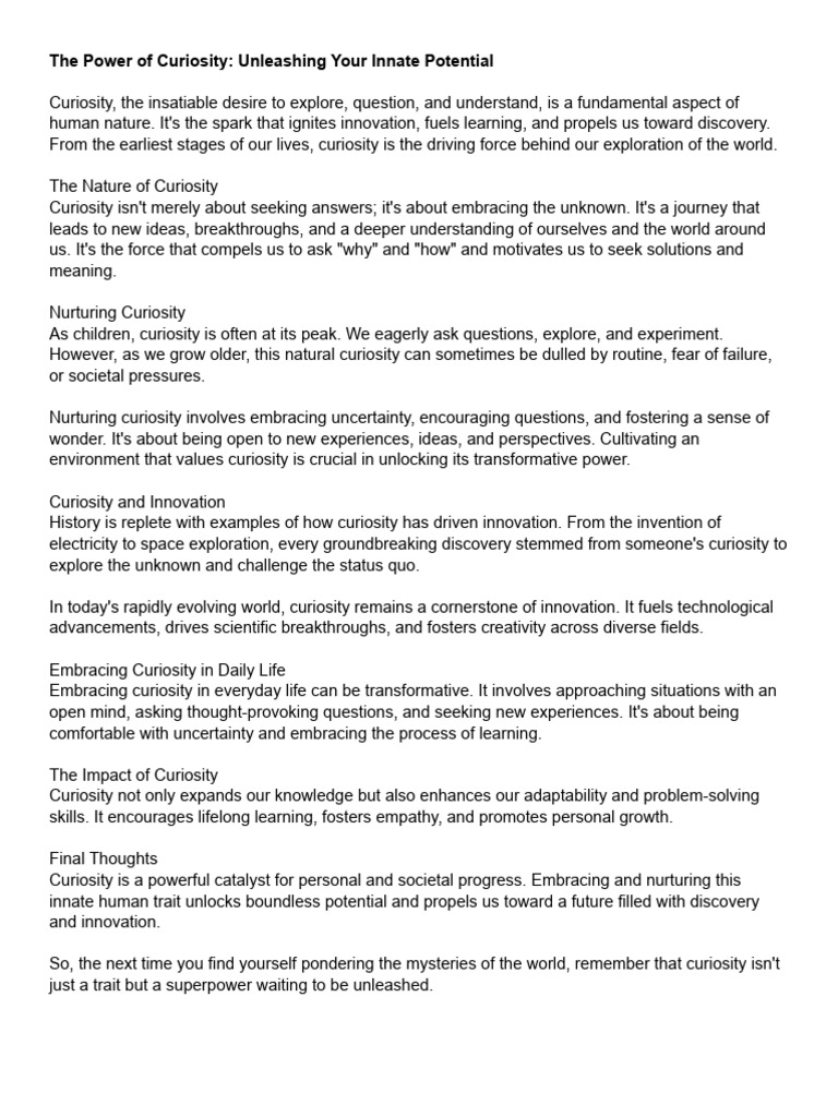 The Power of Curiosity | Download Free PDF | Curiosity | Innovation