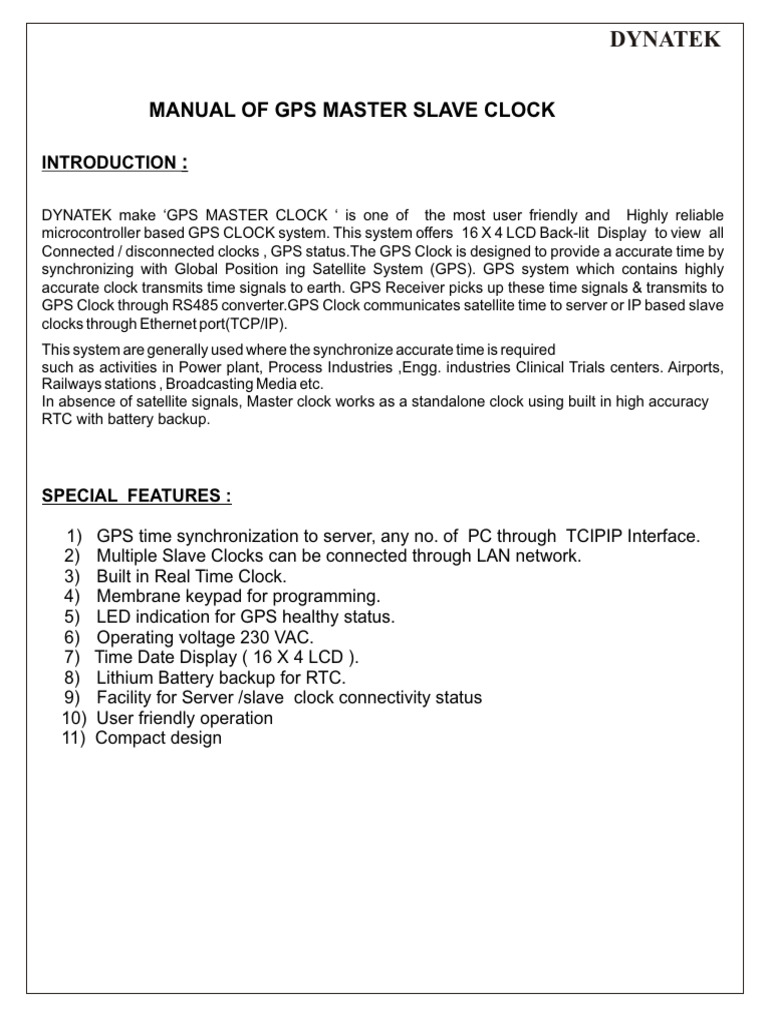 Gps Master CLock Manual PDF Online And Offline Global Positioning