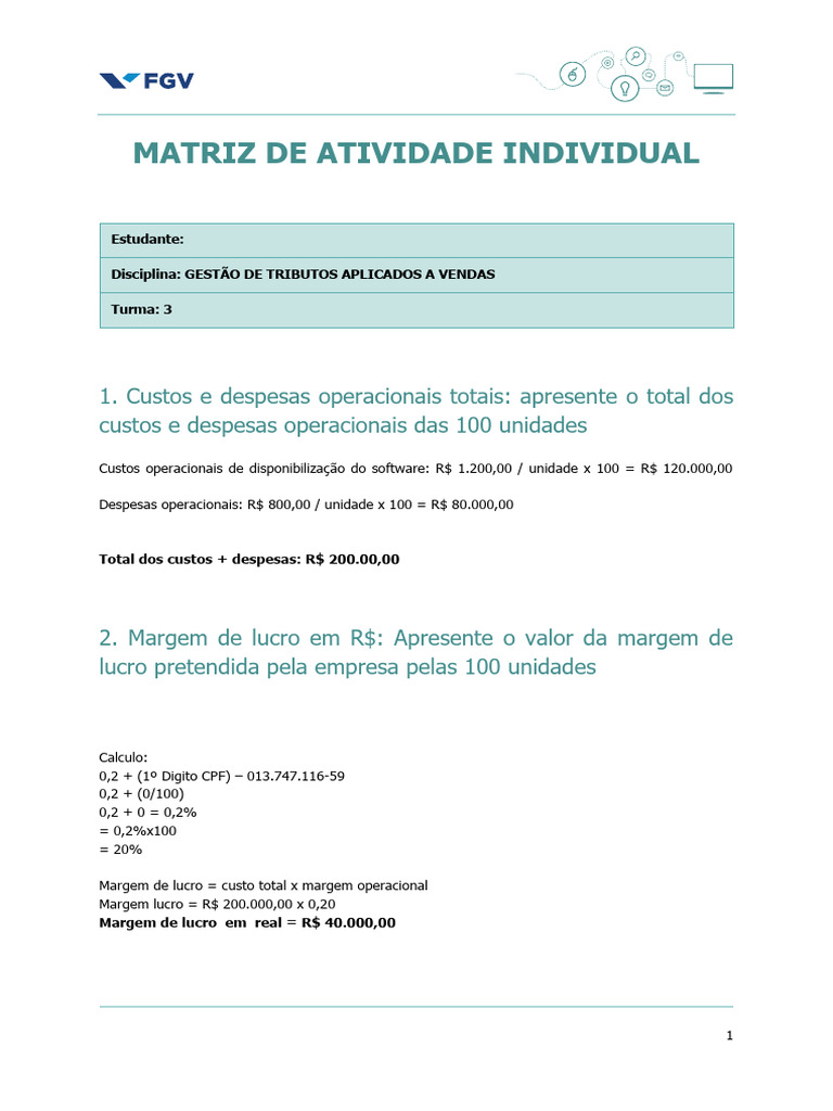 Matriz Ai Gestao de Tributos Aplicados A Vendas | PDF | Imposto de ...
