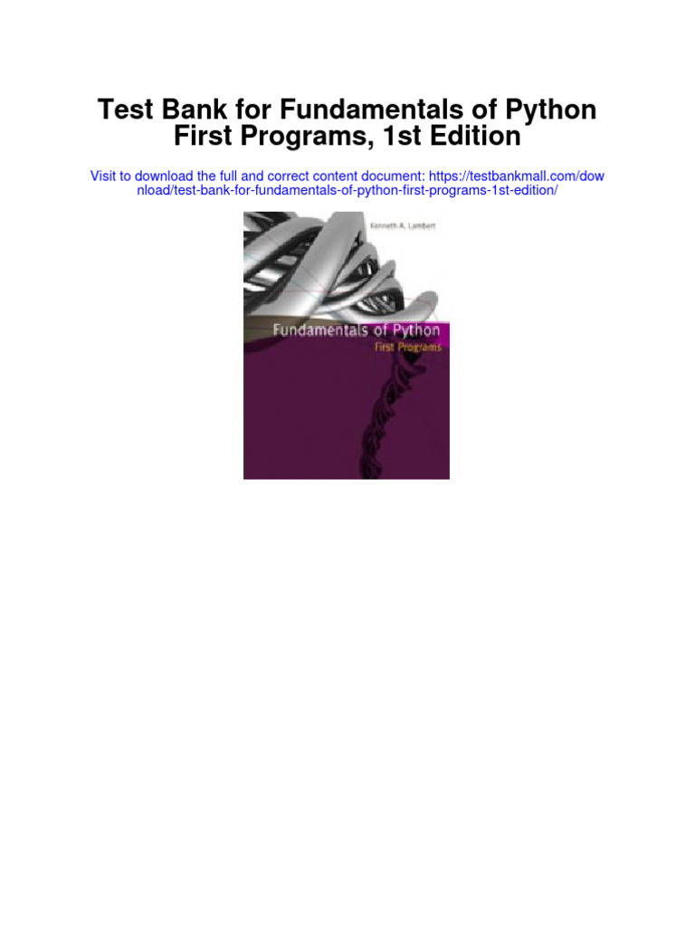 Test Bank For Fundamentals of Python First Programs 1st Edition | PDF ...