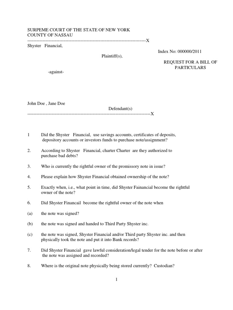 Request For Bill of Particulars | PDF