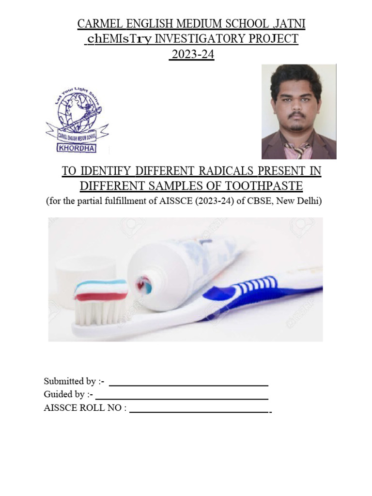 Investigatory Project on Toothpaste Radicals | PDF