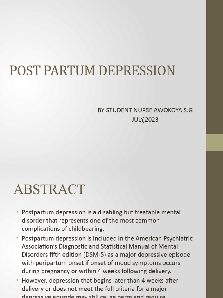 Post Partum Depression-Causes Symptoms and Treatment | PDF | Postpartum ...