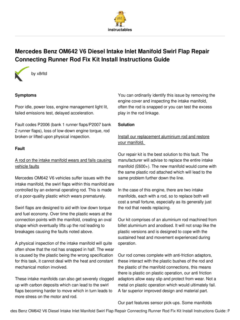 OM642 Swirl Flap Rod Repair Guide | PDF | Engines | Vehicle Parts