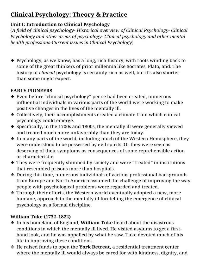 Clinical Psychology 1 PDF