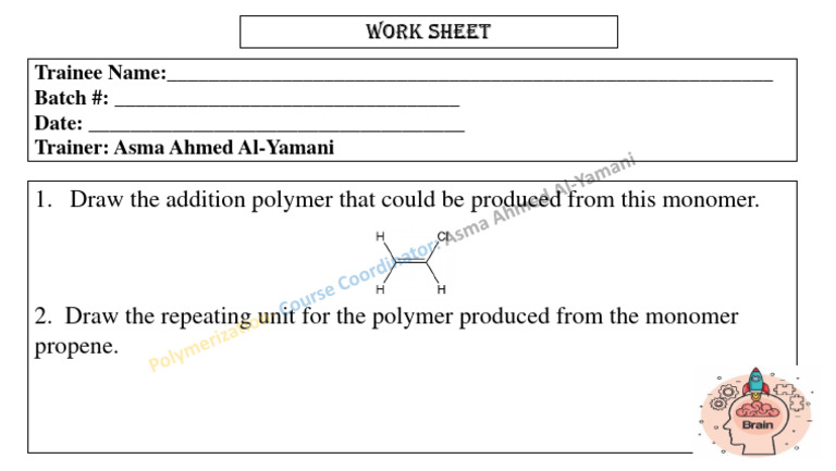 Addition Polymerisation Worksheet | PDF | Computers