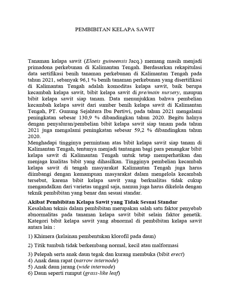Pembibitan Kelapa Sawit Pdf