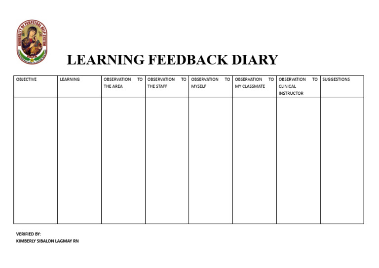 Learning feedback diary pdf