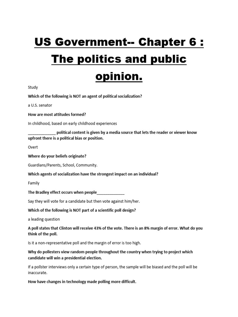 Politics & Public Opinion Study | PDF | Opinion Poll | Social Psychology