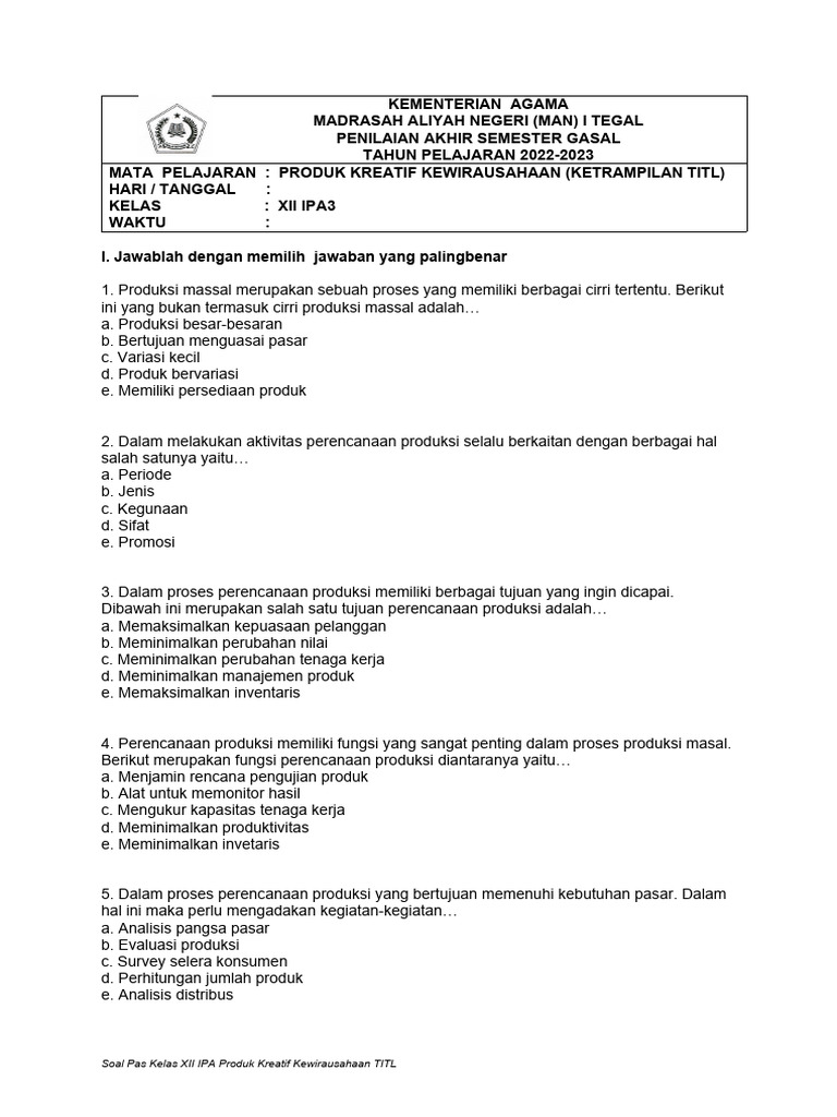Perencanaan Produksi Massal dan Faktor-Faktornya | PDF