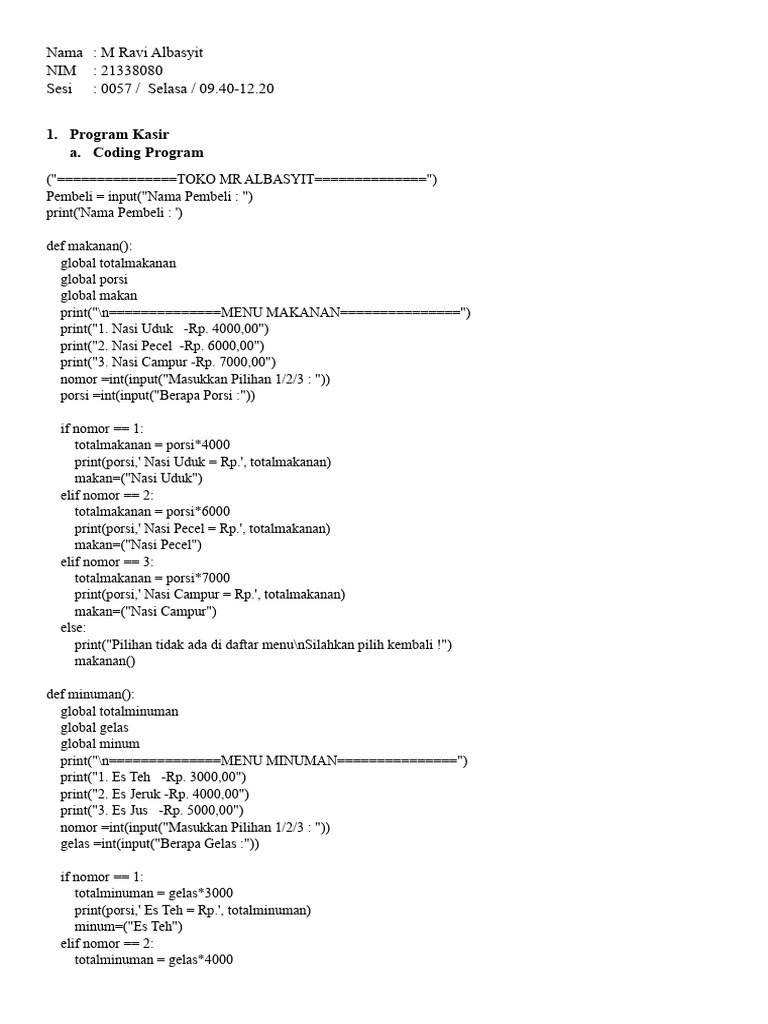 Tugas Coding Python M Ravi Albasyit | PDF