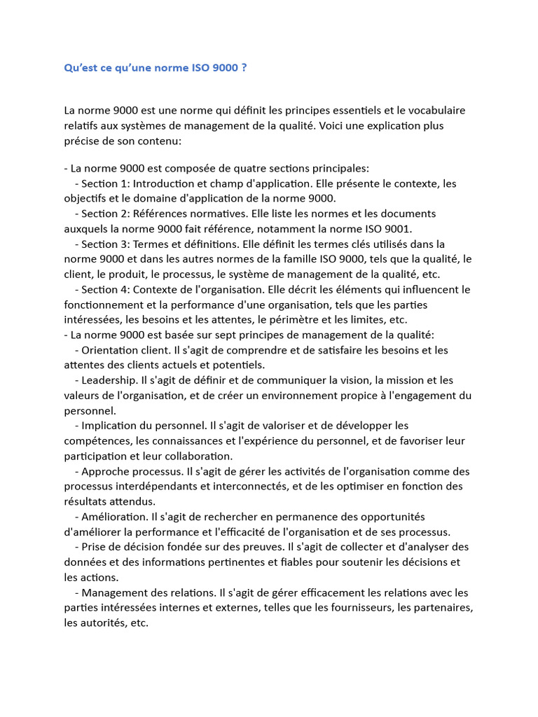 Norme ISO 9000 et 10012 expliquées | PDF | Management de la qualité ...