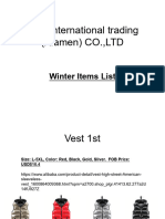 SKE International Trading (Xiamen) CO.,LTD: Winter Items List