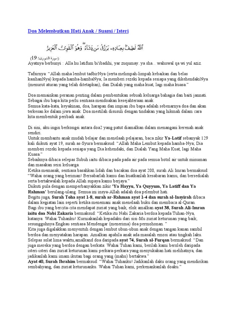 Doa Melembutkan Hati Anak Pdf