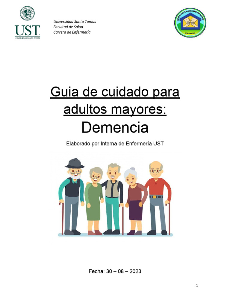 Guía de Cuidado para Demencia en Adultos Mayores | PDF | Demencia ...