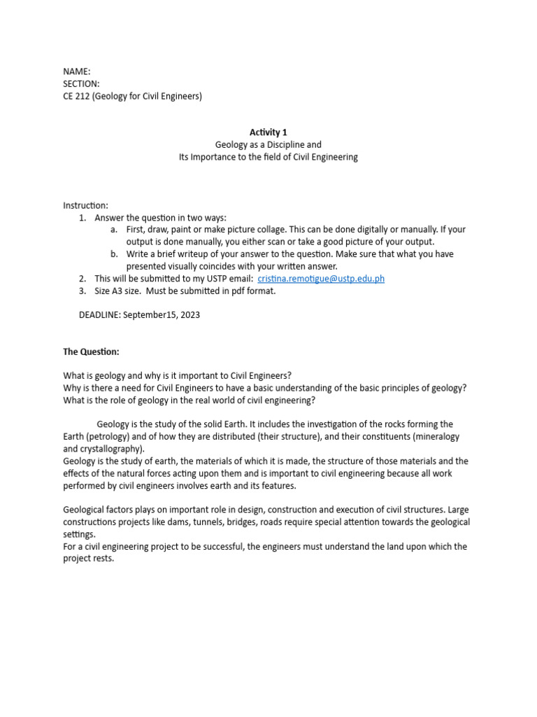 Importance of Geology in Civil Engineering | PDF | Art | Technology ...