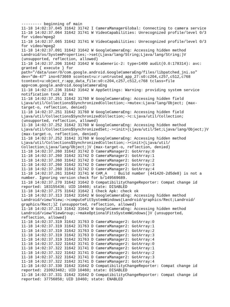Camera Service Connection Logs | PDF | Pointer (Computer Programming ...