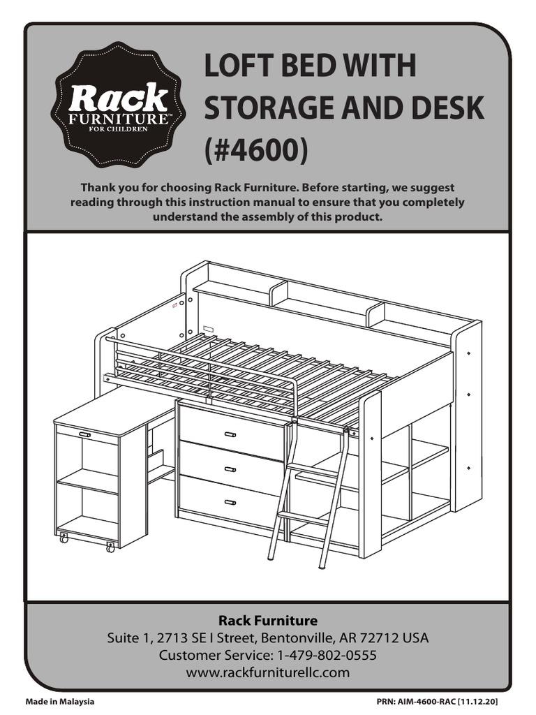 Loft Bed with Desk Assembly Guide | PDF | Bed | Cabinetry