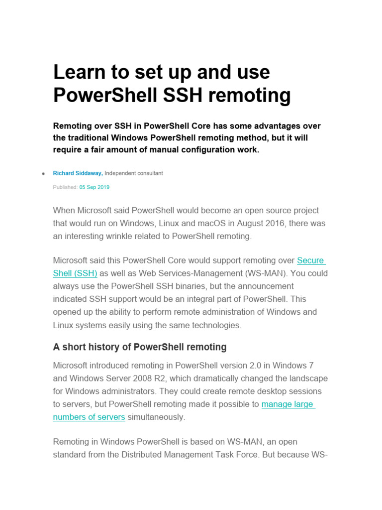Learn To Set Up and Use PowerShell SSH Remoting | PDF | Secure Shell ...