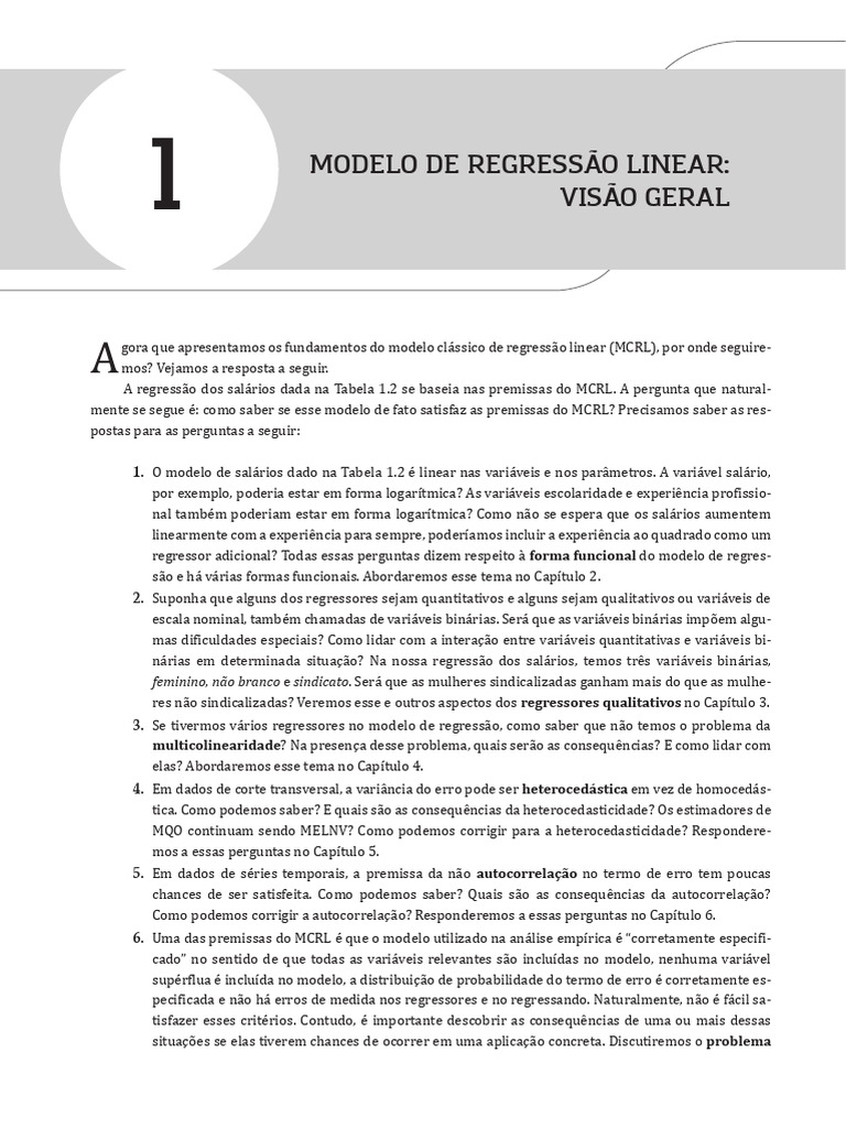 Fundamentos do Modelo de Regressão Linear | PDF | Séries temporais ...