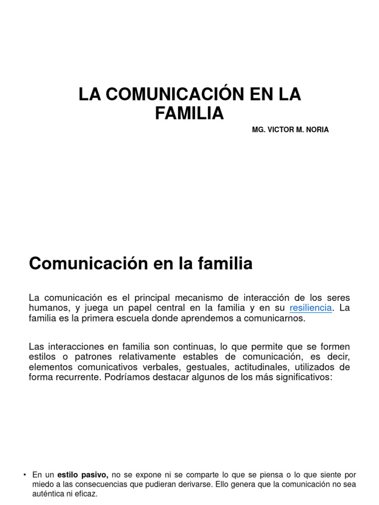La Comunicación en la Familia | PDF | Comunicación | Comunicación no verbal