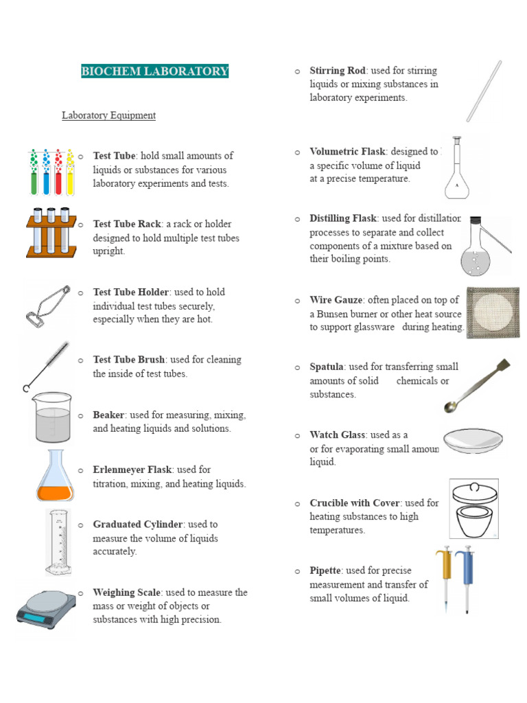 Biochemistry Laboratory Apparatus Guide | PDF | Crystallization | Chemistry