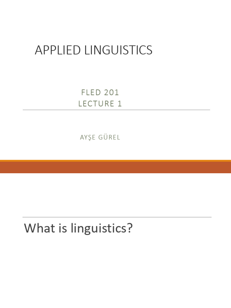 Overview of Applied Linguistics | PDF | Linguistics | Second Language ...