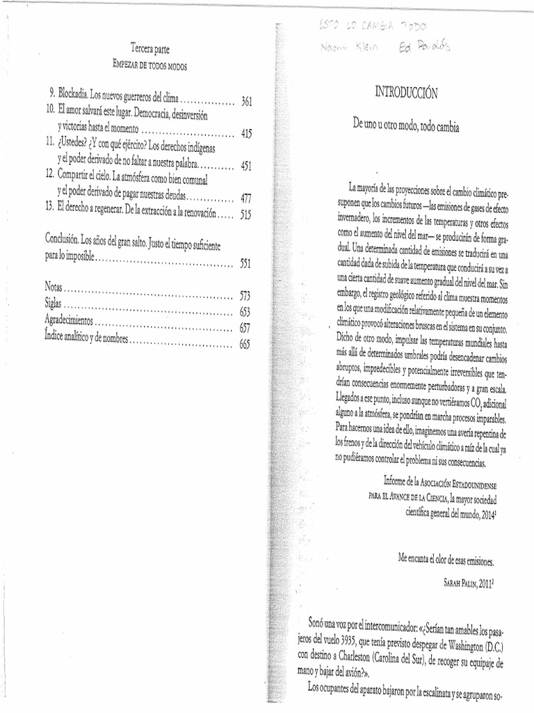 Esto Lo Cambia Todo - Naomi Klein | PDF